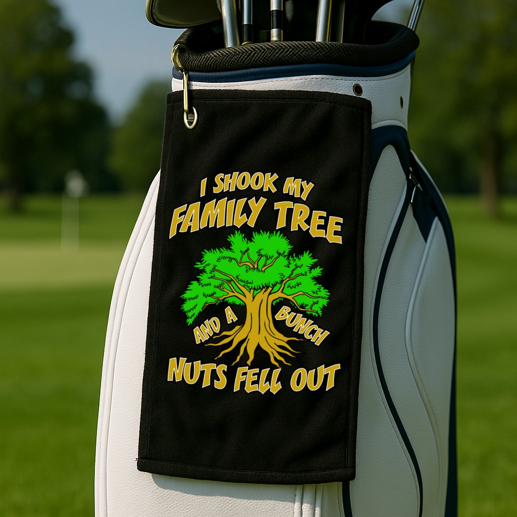 I Shook My Family Tree A Bunch of Nuts Fell Out Golf Towel