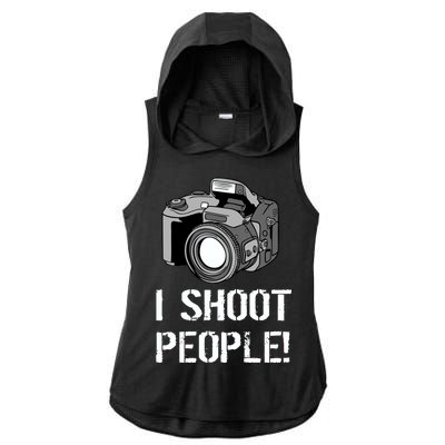 I Shoot People (Camera) Ladies PosiCharge Tri-Blend Wicking Draft Hoodie Tank