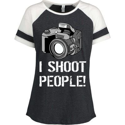 I Shoot People (Camera) Enza Ladies Jersey Colorblock Tee