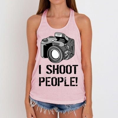 I Shoot People (Camera) Women's Knotted Racerback Tank