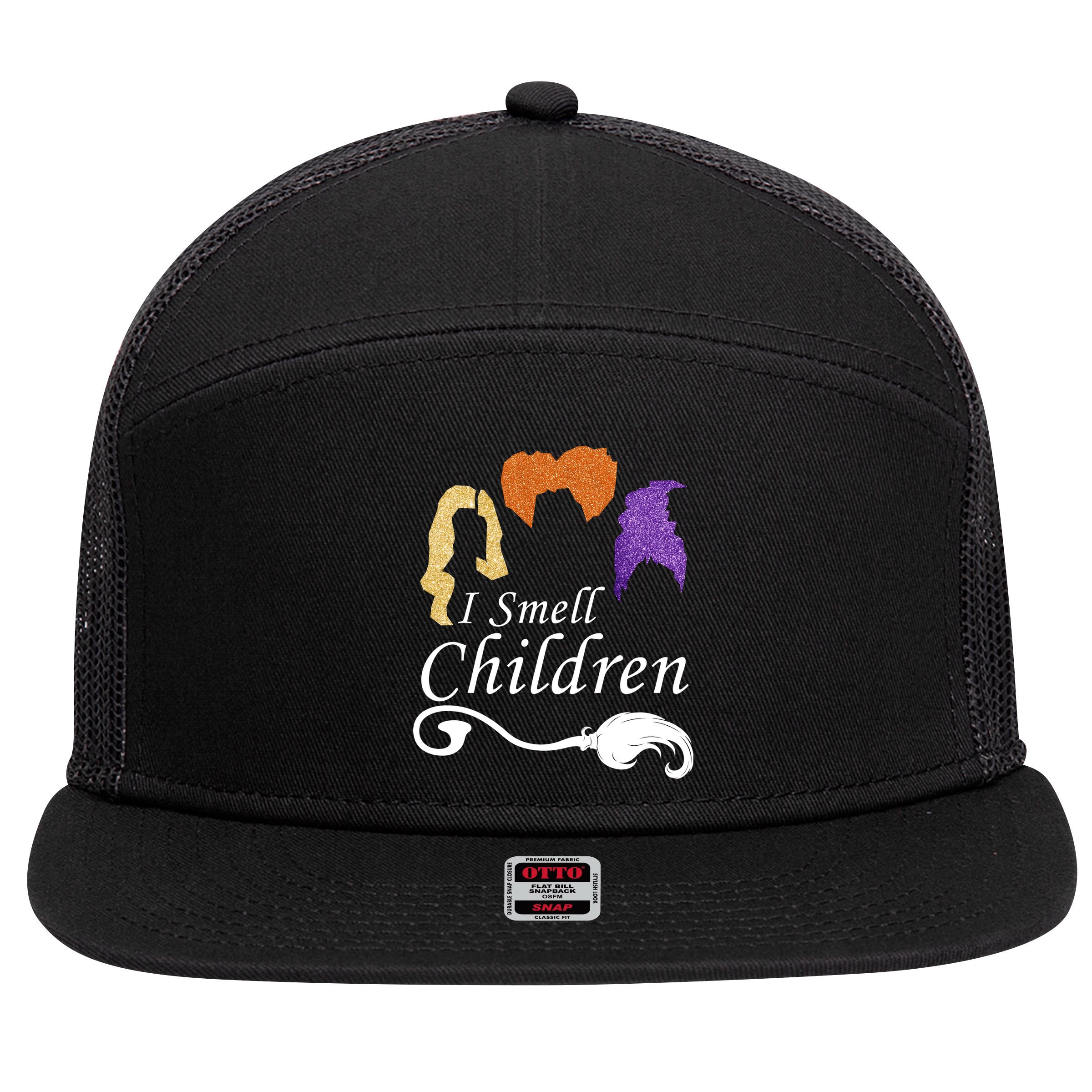 I Smell Children Funny Halloween 7 Panel Mesh Trucker Snapback Hat