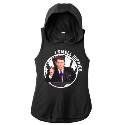 I Smell Hippies Reagan  Ladies PosiCharge Tri-Blend Wicking Draft Hoodie Tank