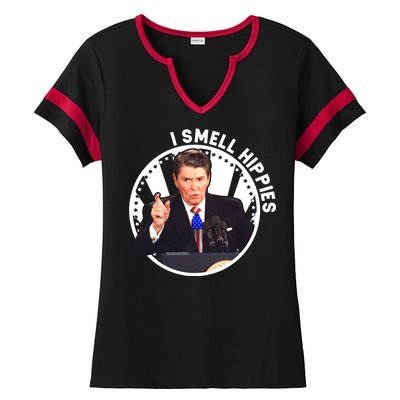 I Smell Hippies Reagan  Ladies Halftime Notch Neck Tee