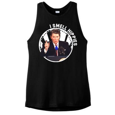 I Smell Hippies Reagan  Ladies PosiCharge Tri-Blend Wicking Tank