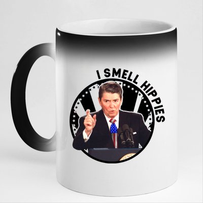 I Smell Hippies Reagan  11oz Black Color Changing Mug