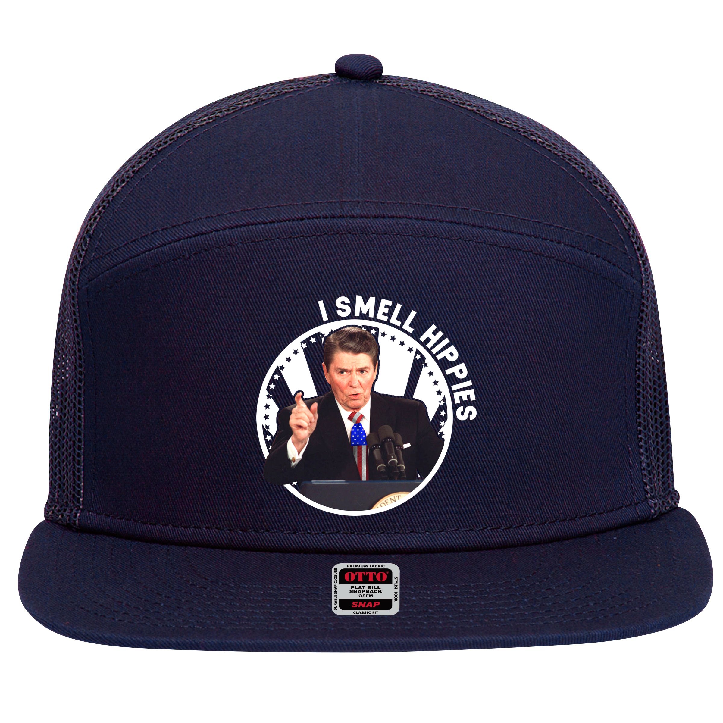 I Smell Hippies Reagan  7 Panel Mesh Trucker Snapback Hat