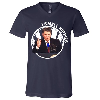 I Smell Hippies Reagan  V-Neck T-Shirt