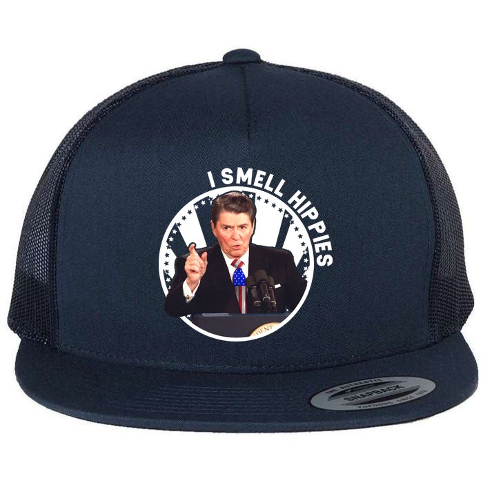 I Smell Hippies Reagan  Flat Bill Trucker Hat