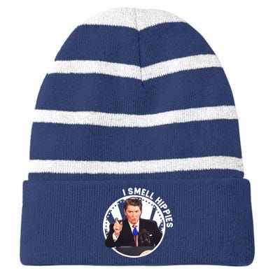 I Smell Hippies Reagan  Striped Beanie with Solid Band