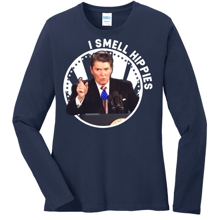 I Smell Hippies Reagan  Ladies Long Sleeve Shirt