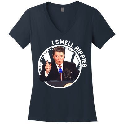 I Smell Hippies Reagan  Women's V-Neck T-Shirt