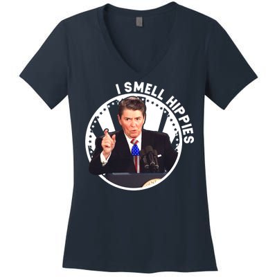 I Smell Hippies Reagan  Women's V-Neck T-Shirt