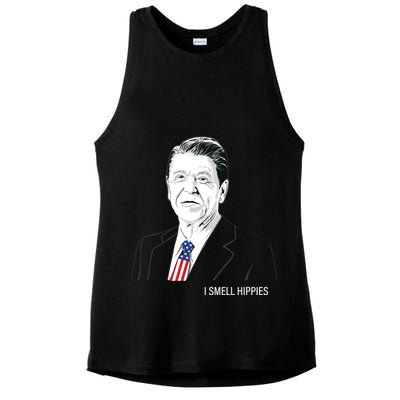 I Smell Hippies Ronald Reagan Ladies PosiCharge Tri-Blend Wicking Tank