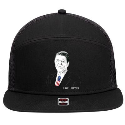 I Smell Hippies Ronald Reagan 7 Panel Mesh Trucker Snapback Hat