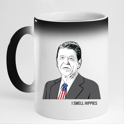 I Smell Hippies Ronald Reagan 11oz Black Color Changing Mug