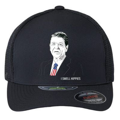 I Smell Hippies Ronald Reagan Flexfit Unipanel Trucker Cap