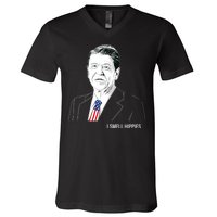 I Smell Hippies Ronald Reagan V-Neck T-Shirt