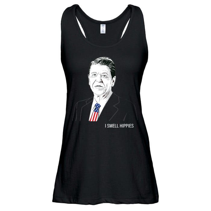 I Smell Hippies Ronald Reagan Ladies Essential Flowy Tank