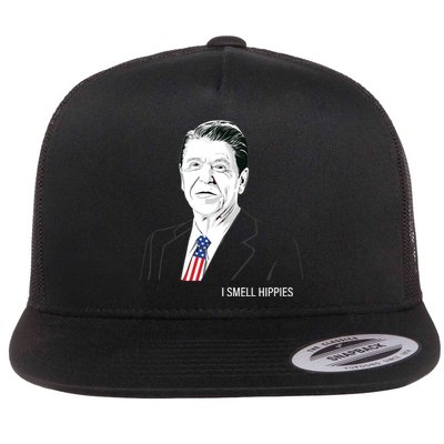 I Smell Hippies Ronald Reagan Flat Bill Trucker Hat