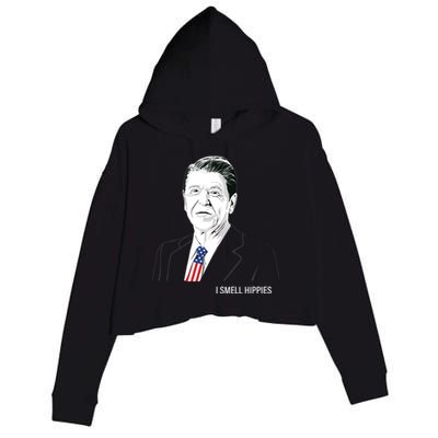 I Smell Hippies Ronald Reagan Crop Fleece Hoodie
