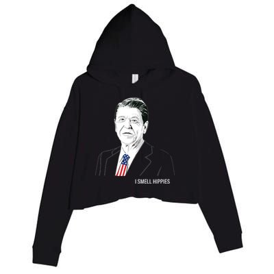 I Smell Hippies Ronald Reagan Crop Fleece Hoodie