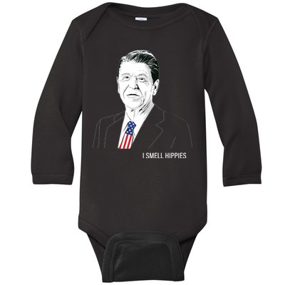 I Smell Hippies Ronald Reagan Baby Long Sleeve Bodysuit