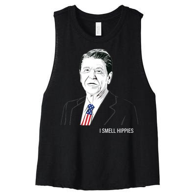 I Smell Hippies Ronald Reagan Women's Racerback Cropped Tank