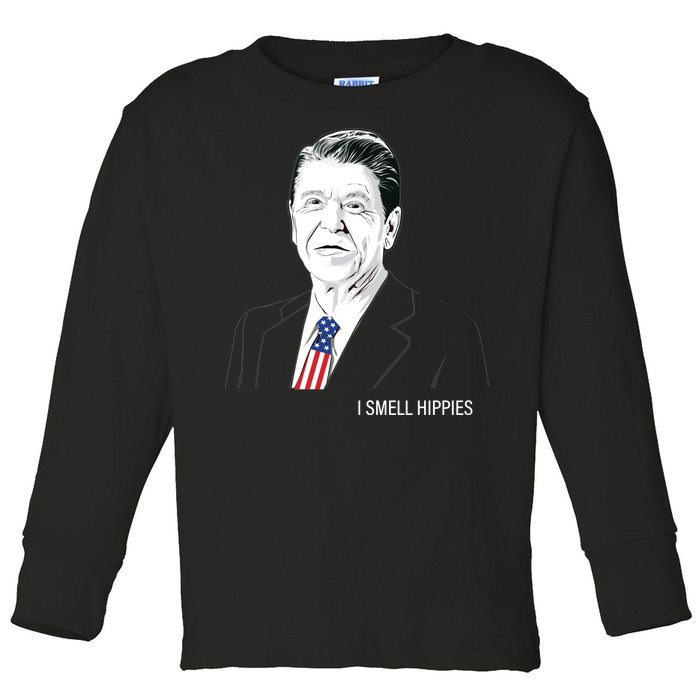 I Smell Hippies Ronald Reagan Toddler Long Sleeve Shirt