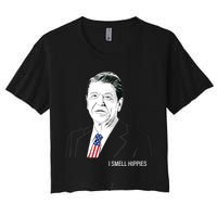 I Smell Hippies Ronald Reagan Women's Crop Top Tee