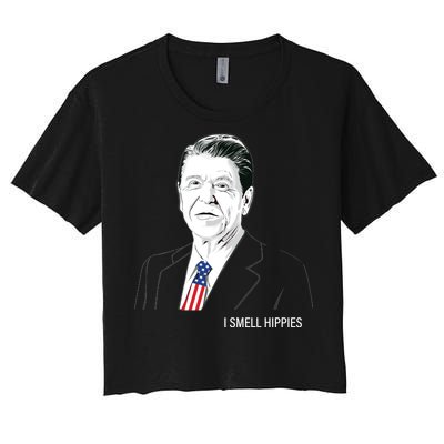 I Smell Hippies Ronald Reagan Women's Crop Top Tee