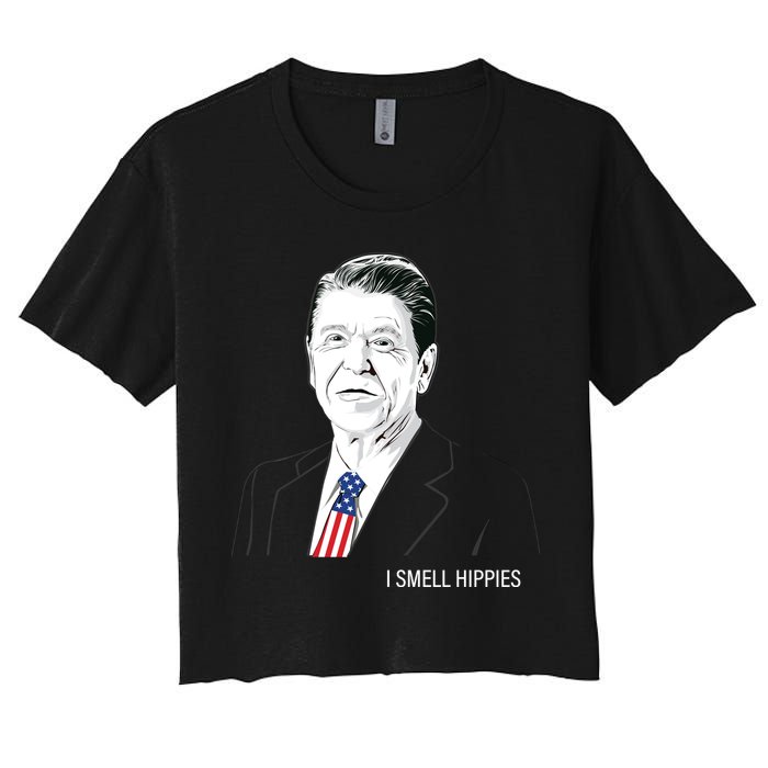 I Smell Hippies Ronald Reagan Women's Crop Top Tee