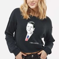 I Smell Hippies Ronald Reagan Cropped Pullover Crew