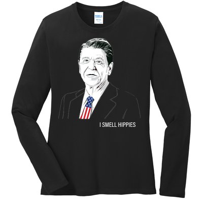 I Smell Hippies Ronald Reagan Ladies Long Sleeve Shirt