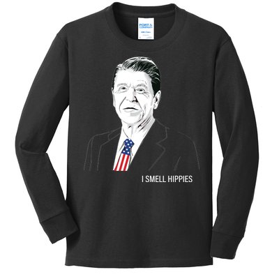 I Smell Hippies Ronald Reagan Kids Long Sleeve Shirt