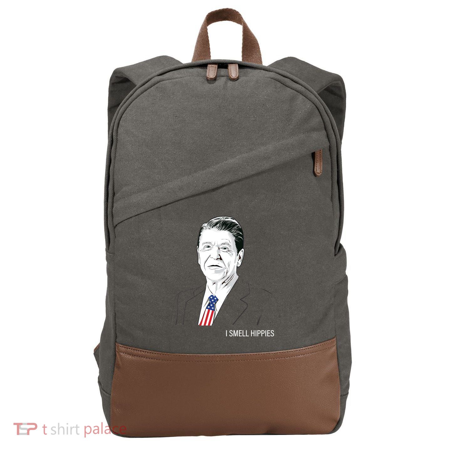 I Smell Hippies Ronald Reagan Cotton Canvas Backpack