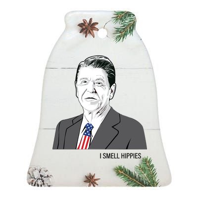 I Smell Hippies Ronald Reagan Ceramic Bell Ornament