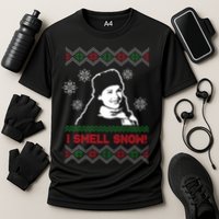 I Smell Snow Ugly Christmas Funny Cooling Performance Crew T-Shirt