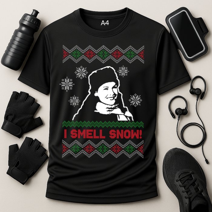 I Smell Snow Ugly Christmas Funny Cooling Performance Crew T-Shirt