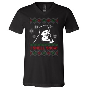 I Smell Snow Ugly Christmas Funny V-Neck T-Shirt