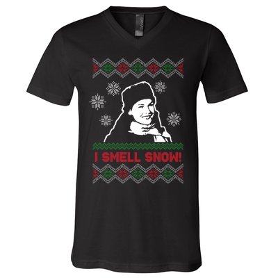 I Smell Snow Ugly Christmas Funny V-Neck T-Shirt