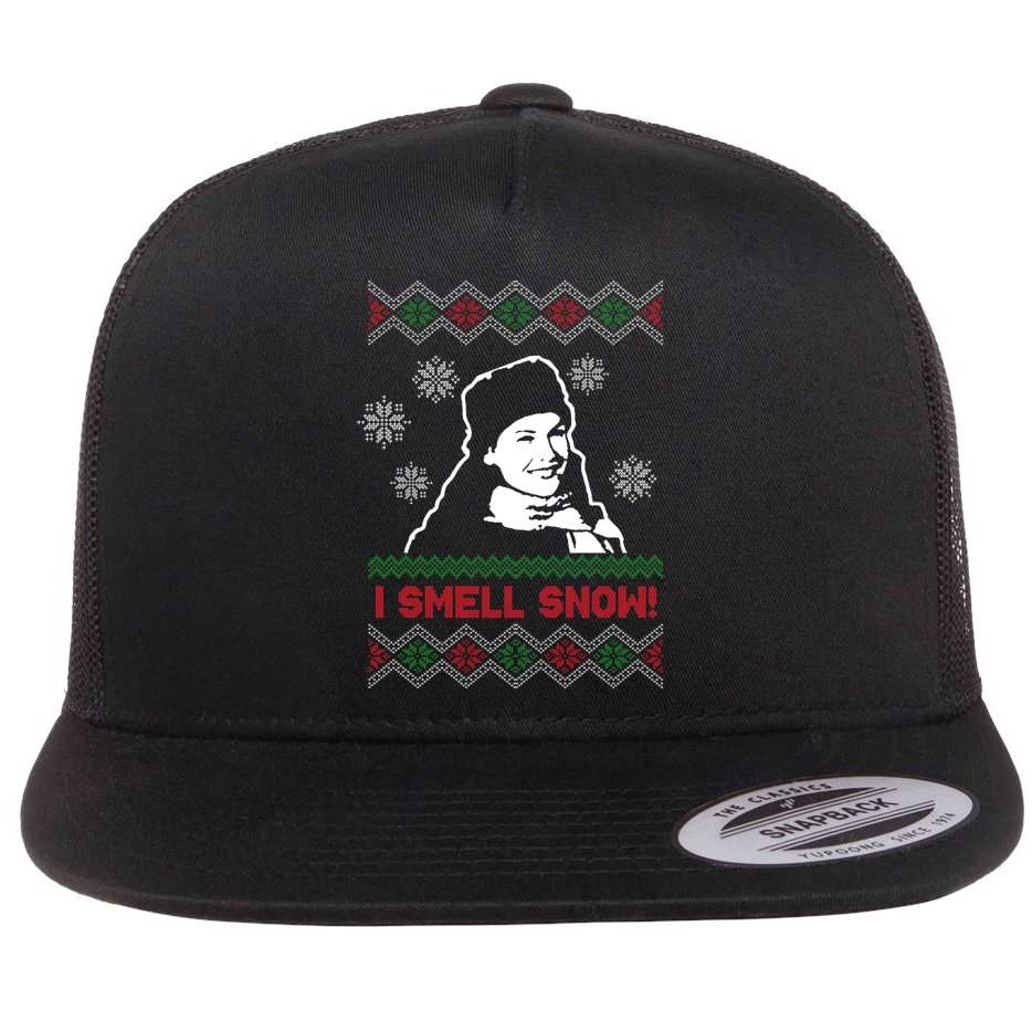 I Smell Snow Ugly Christmas Funny Flat Bill Trucker Hat