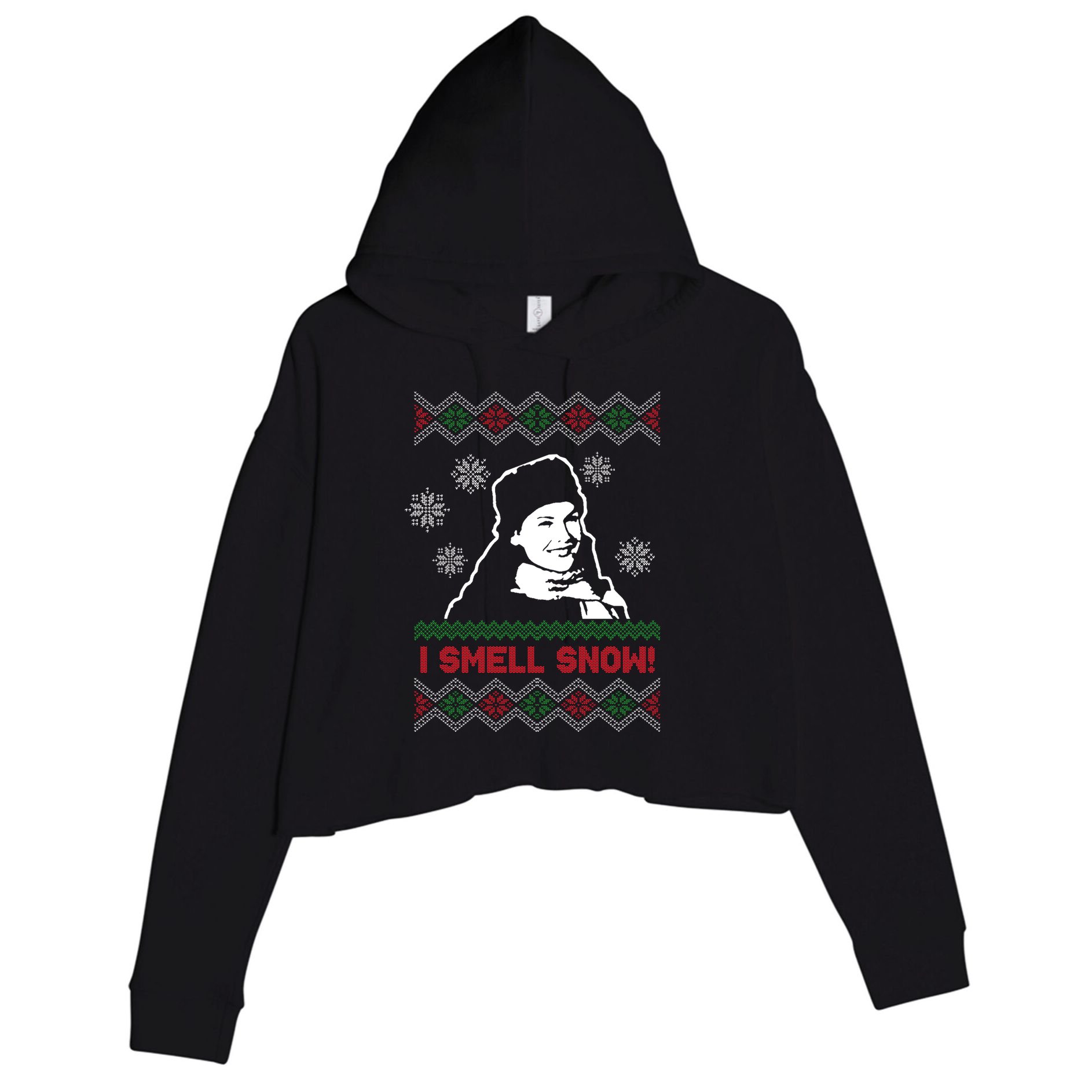 I Smell Snow Ugly Christmas Funny Crop Fleece Hoodie