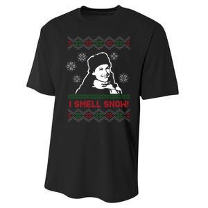 I Smell Snow Ugly Christmas Funny Performance Sprint T-Shirt