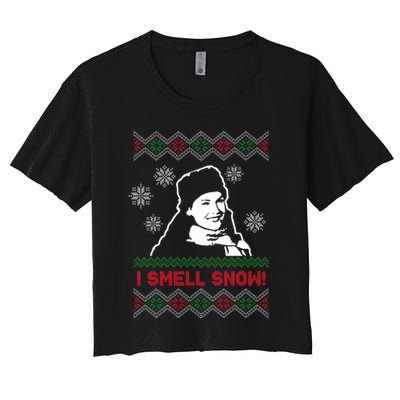 I Smell Snow Ugly Christmas Funny Crop Top
