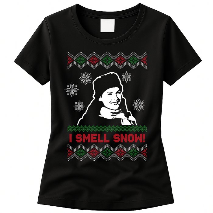 I Smell Snow Ugly Christmas Funny Womens T-Shirt