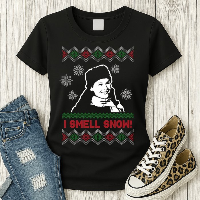 I Smell Snow Ugly Christmas Funny Womens T-Shirt