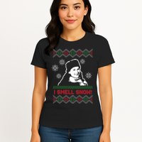 I Smell Snow Ugly Christmas Funny Womens T-Shirt