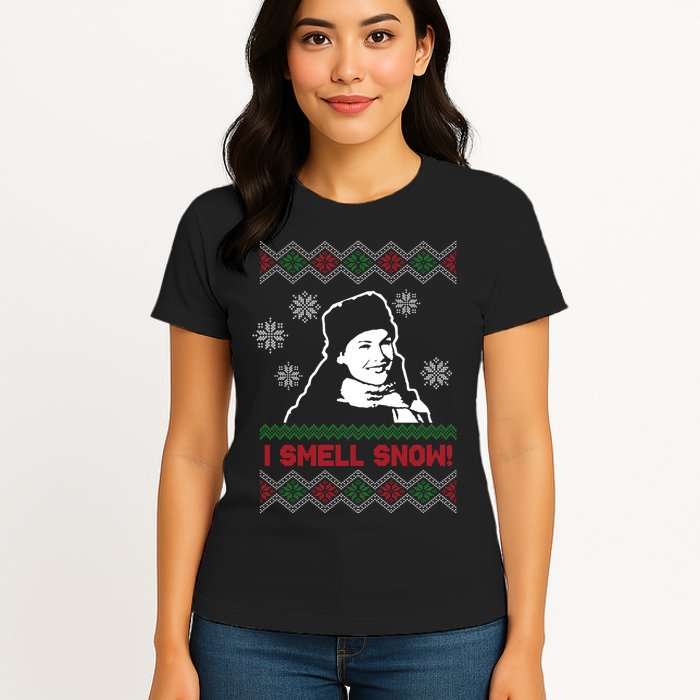 I Smell Snow Ugly Christmas Funny Womens T-Shirt