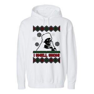 I Smell Snow Ugly Christmas Funny Garment-Dyed Fleece Hoodie