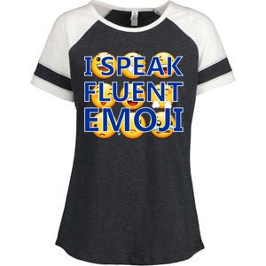 I Speak Fluent Emoji Enza Ladies Jersey Colorblock Tee